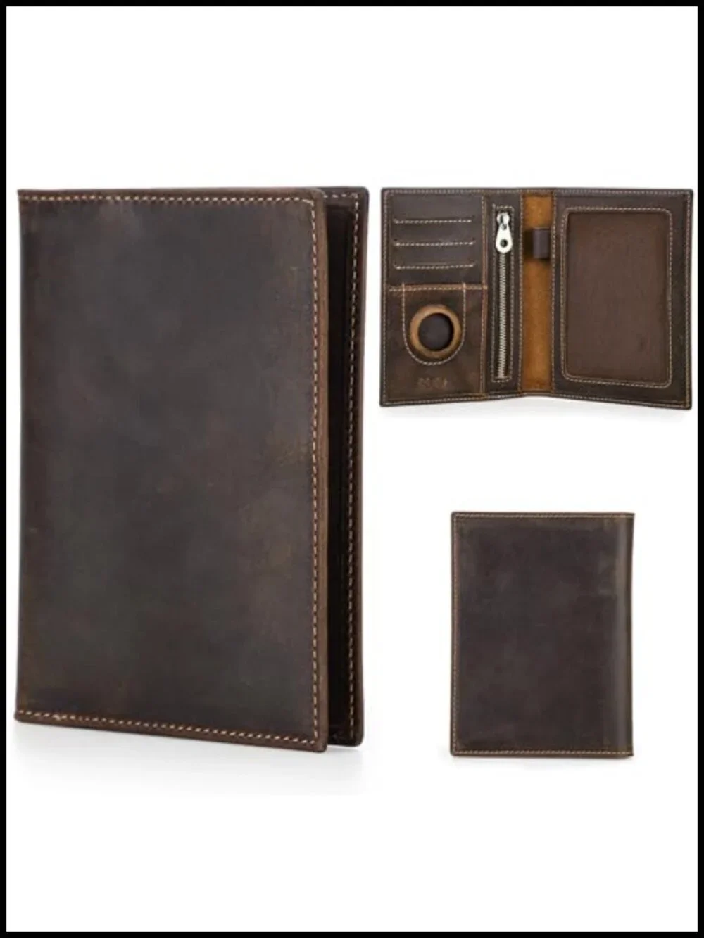 Top Grain Leather Passport Wallet RFID Blocking Travel Accessory Folio Holder